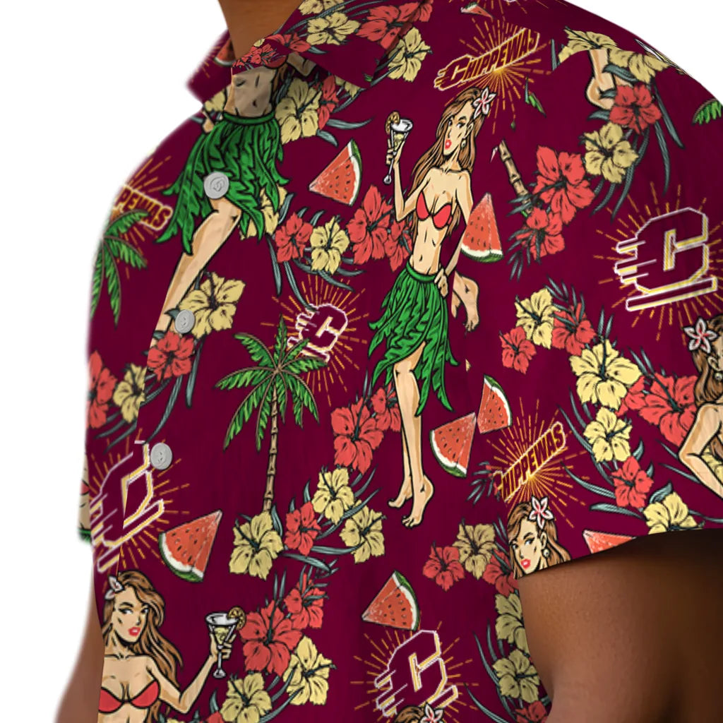 Central Michigan Chippewas Hawaiian Shirt - Hawaiian Girls Design | Moonbestprint