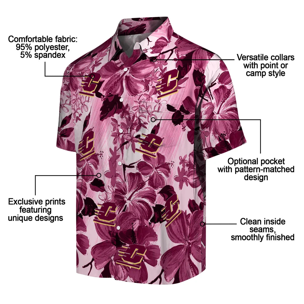 Central Michigan Chippewas Hawaiian Shirt - Hibiscus Arrangement | Moonbestprint