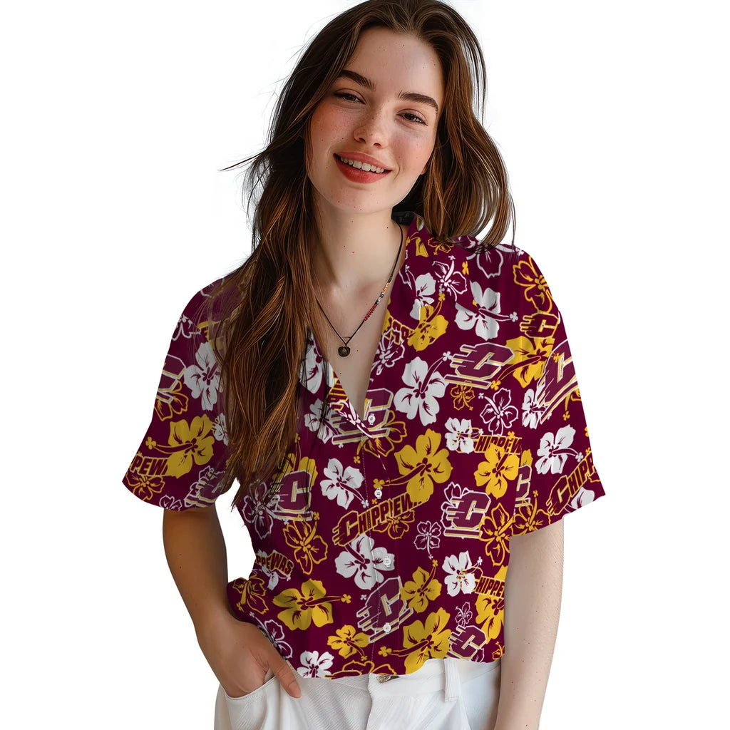Central Michigan Chippewas Hibiscus Bloom Hawaiian Shirt – Moonbestprint