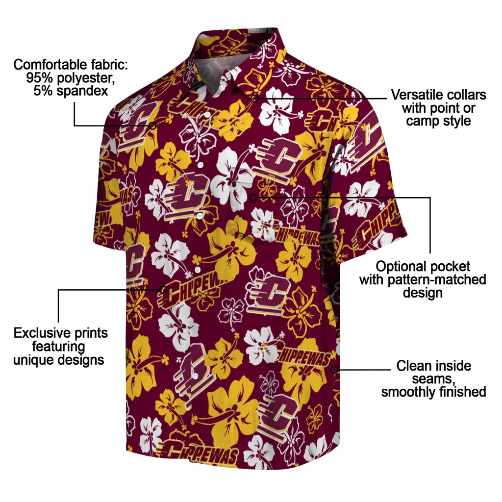 Central Michigan Chippewas Hibiscus Bloom Hawaiian Shirt – Moonbestprint