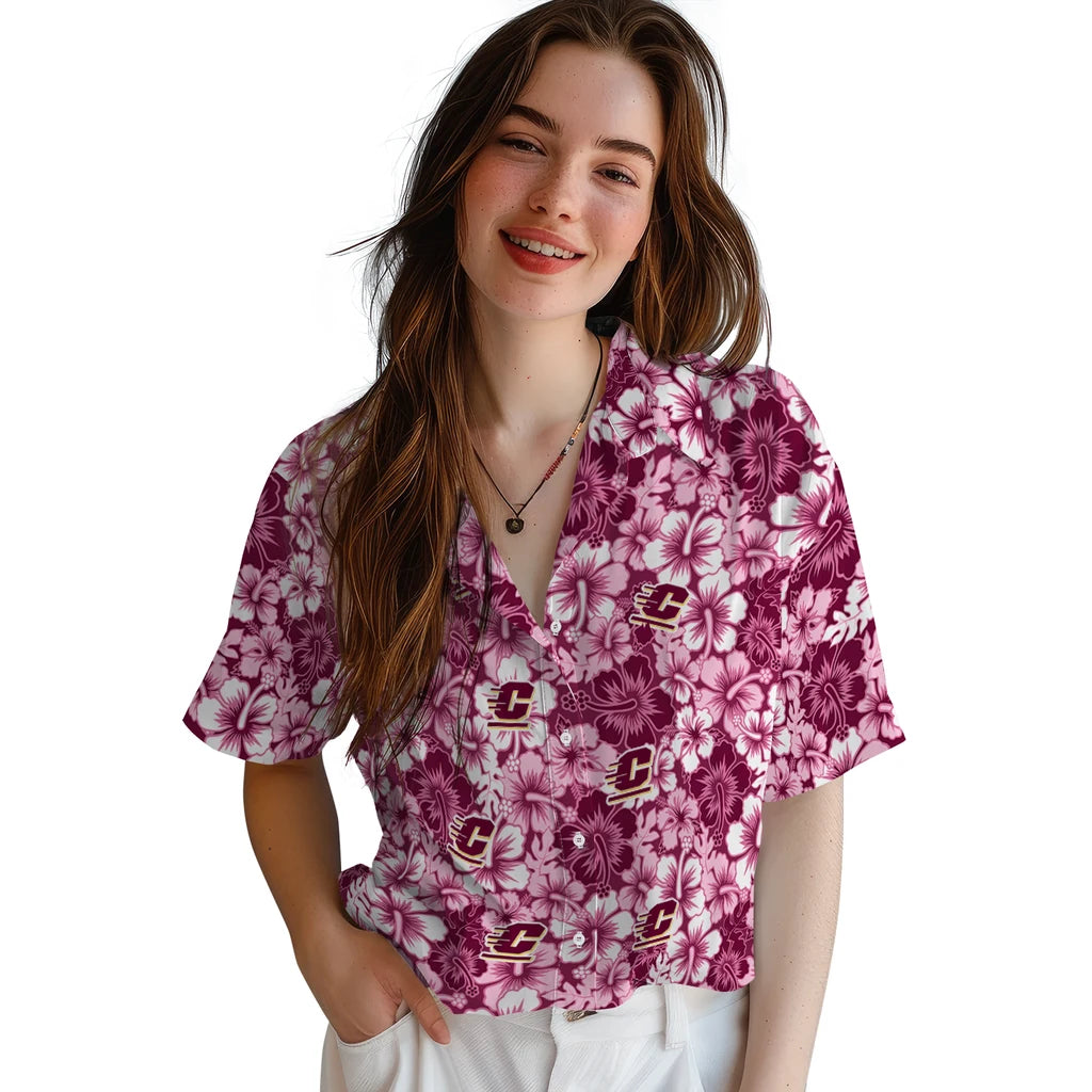Central Michigan Chippewas Hawaiian Shirt - Hibiscus Blooms | Moonbestprint