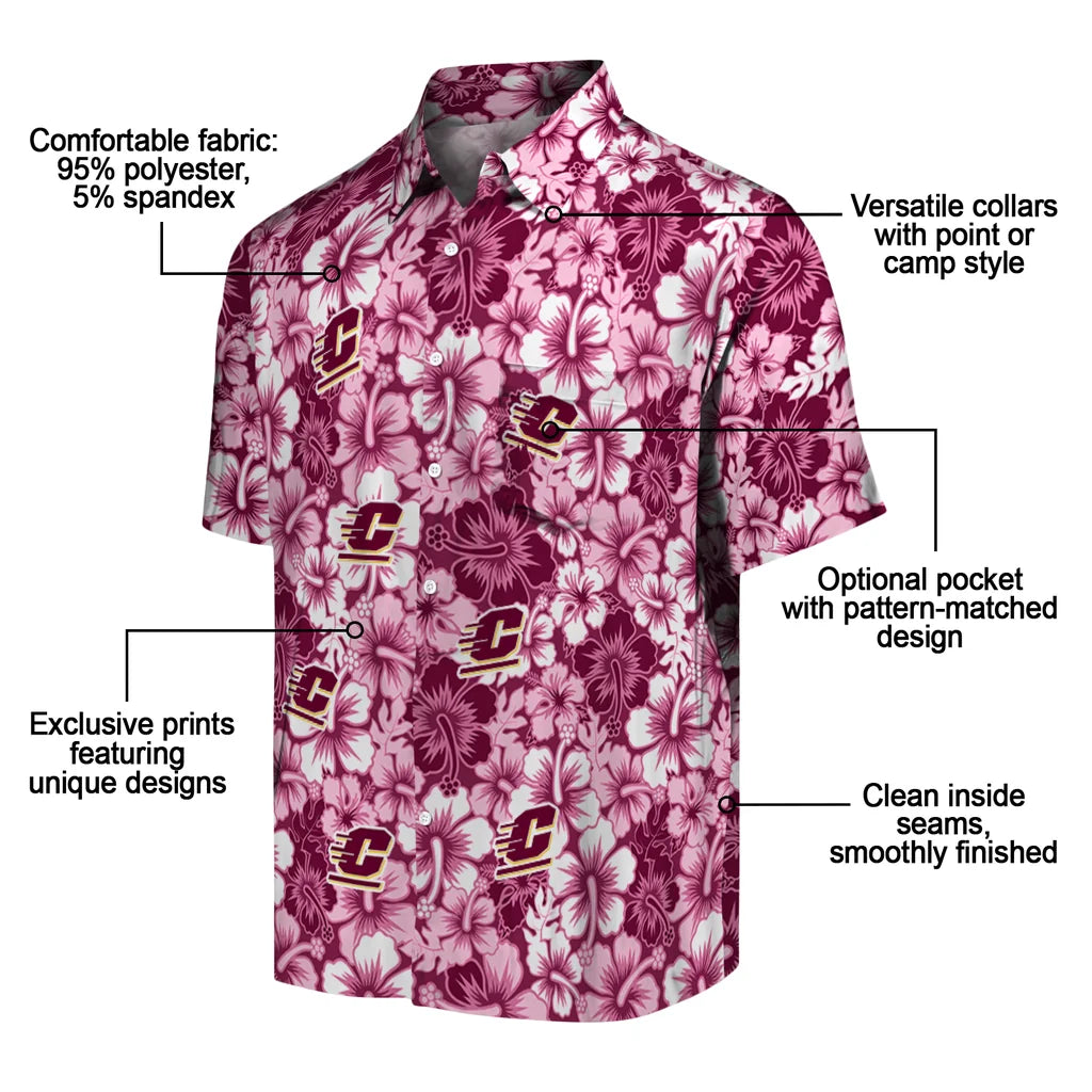 Central Michigan Chippewas Hawaiian Shirt - Hibiscus Blooms | Moonbestprint