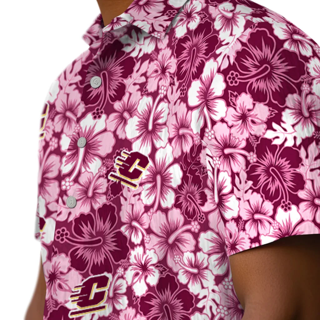 Central Michigan Chippewas Hawaiian Shirt - Hibiscus Blooms | Moonbestprint