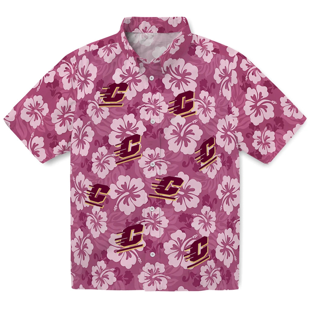 Central Michigan Chippewas Hawaiian Shirt - Hibiscus Cluster | Moonbestprint