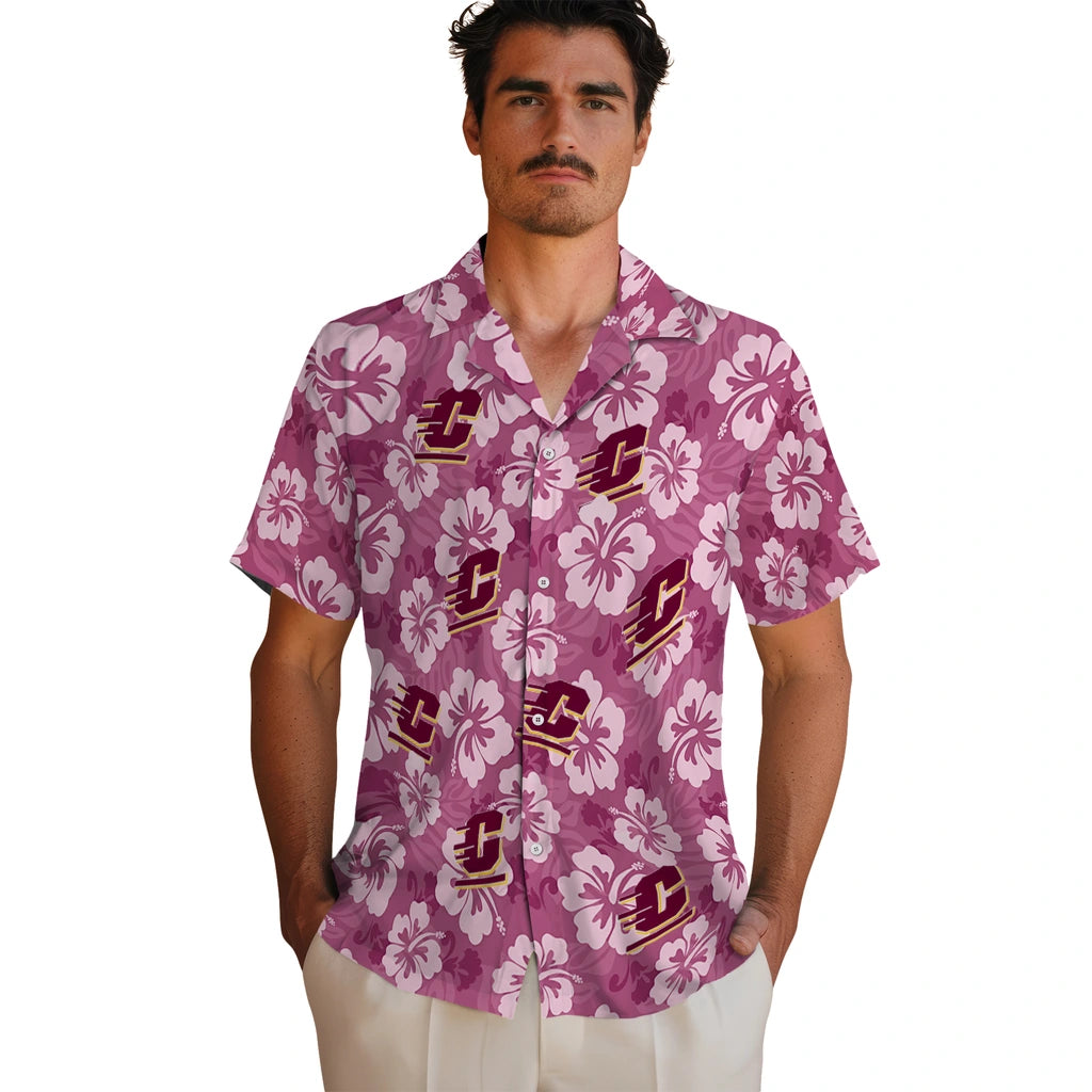 Central Michigan Chippewas Hawaiian Shirt - Hibiscus Cluster | Moonbestprint