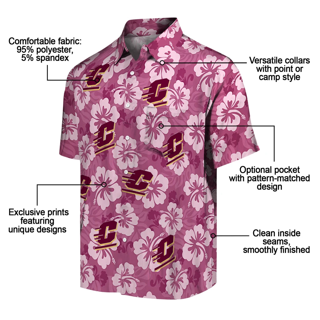 Central Michigan Chippewas Hawaiian Shirt - Hibiscus Cluster | Moonbestprint