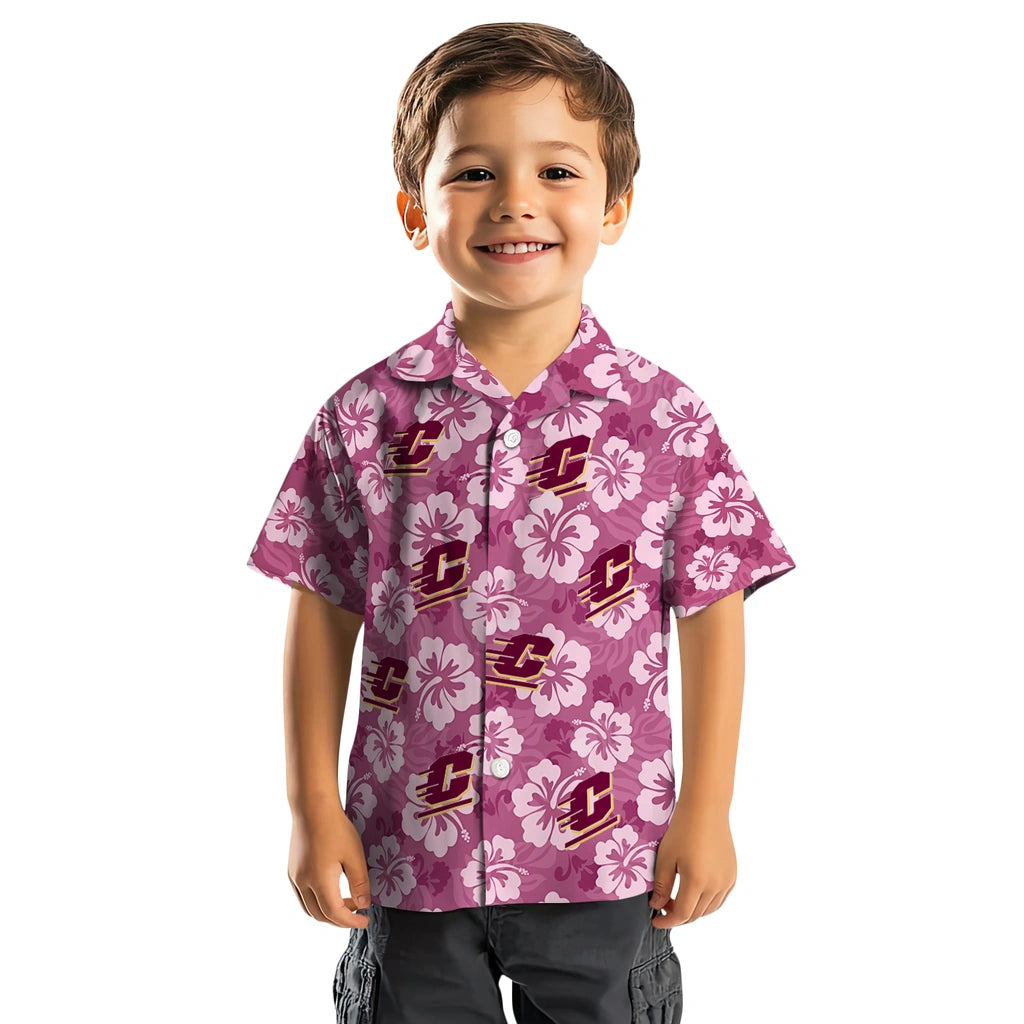 Central Michigan Chippewas Hawaiian Shirt - Hibiscus Cluster | Moonbestprint