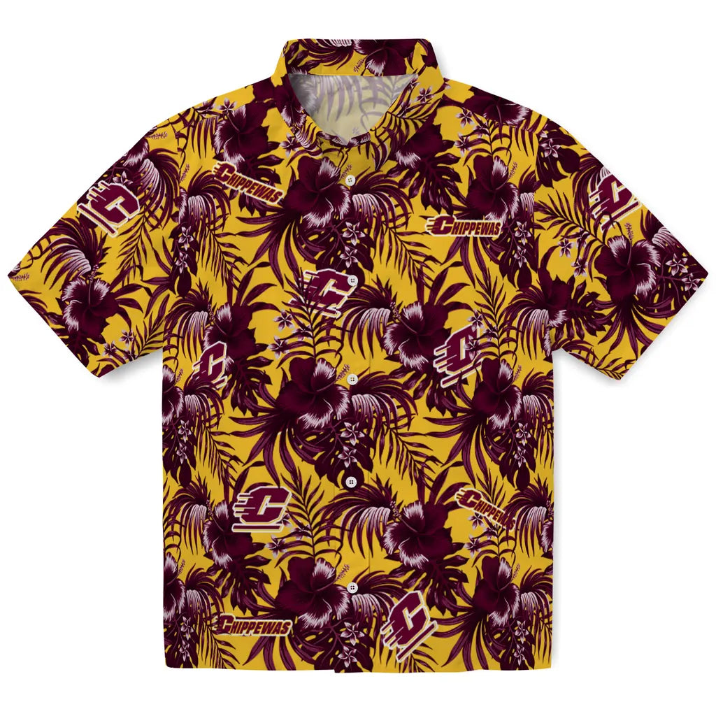 Central Michigan Chippewas Hawaiian Shirt - Hibiscus Exotic | Moonbestprint