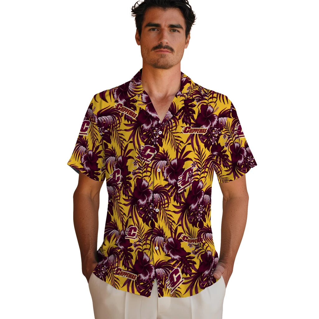 Central Michigan Chippewas Hawaiian Shirt - Hibiscus Exotic | Moonbestprint