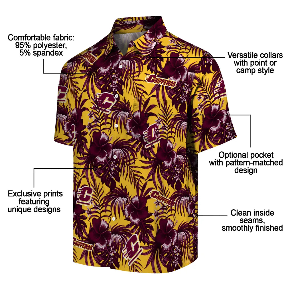 Central Michigan Chippewas Hawaiian Shirt - Hibiscus Exotic | Moonbestprint