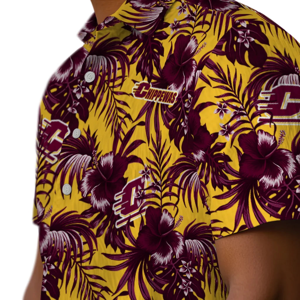 Central Michigan Chippewas Hawaiian Shirt - Hibiscus Exotic | Moonbestprint