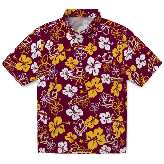 Central Michigan Chippewas Hawaiian Shirt - Hibiscus Flower Design | Moonbestprint