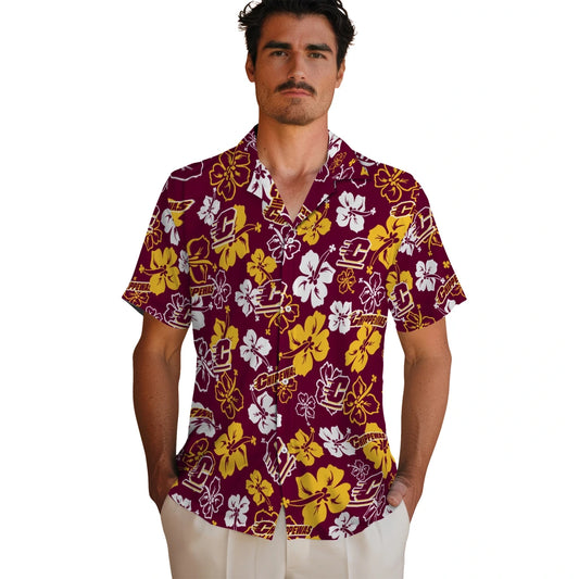 Central Michigan Chippewas Hawaiian Shirt - Hibiscus Flower Design | Moonbestprint