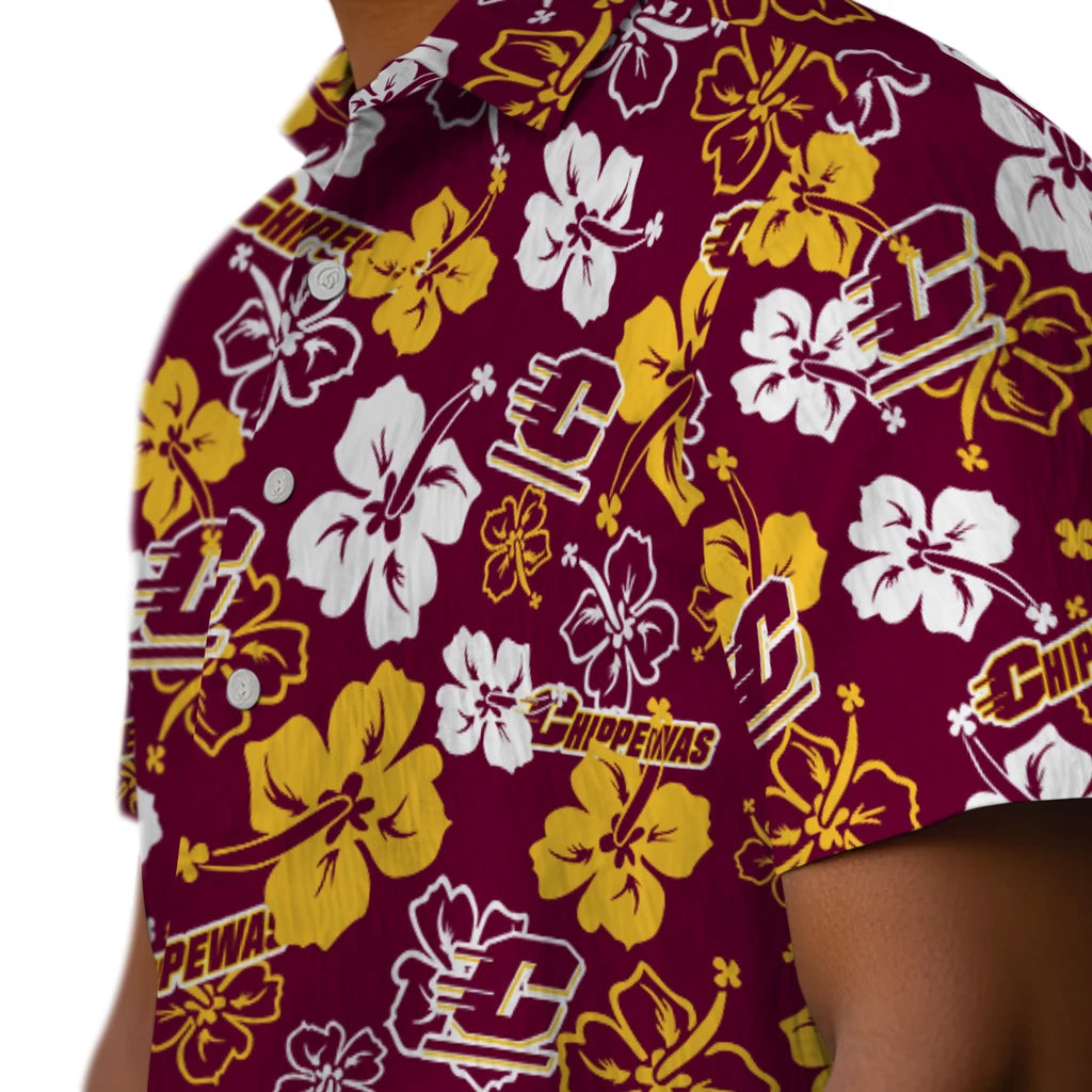 Central Michigan Chippewas Hawaiian Shirt - Hibiscus Flower Design | Moonbestprint