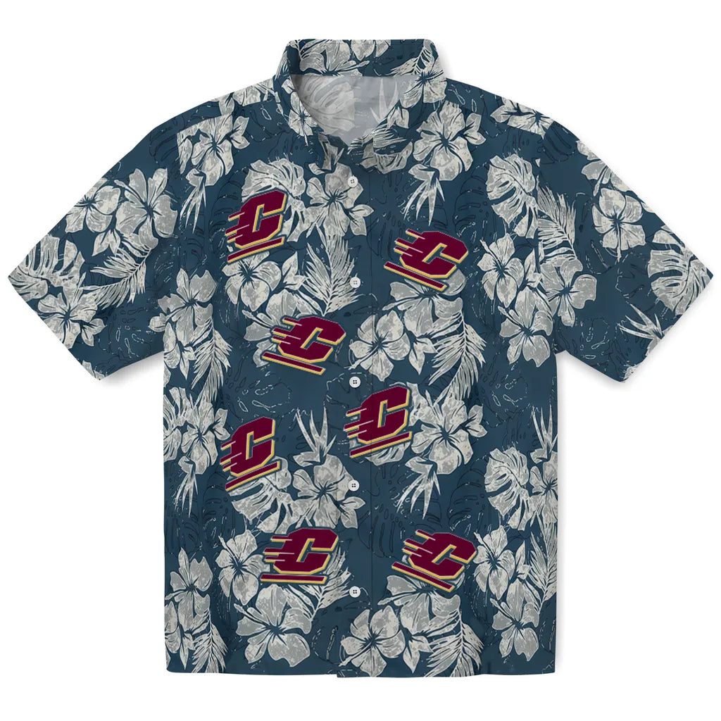 Central Michigan Chippewas Hawaiian Shirt - Hibiscus Flowers | Moonbestprint