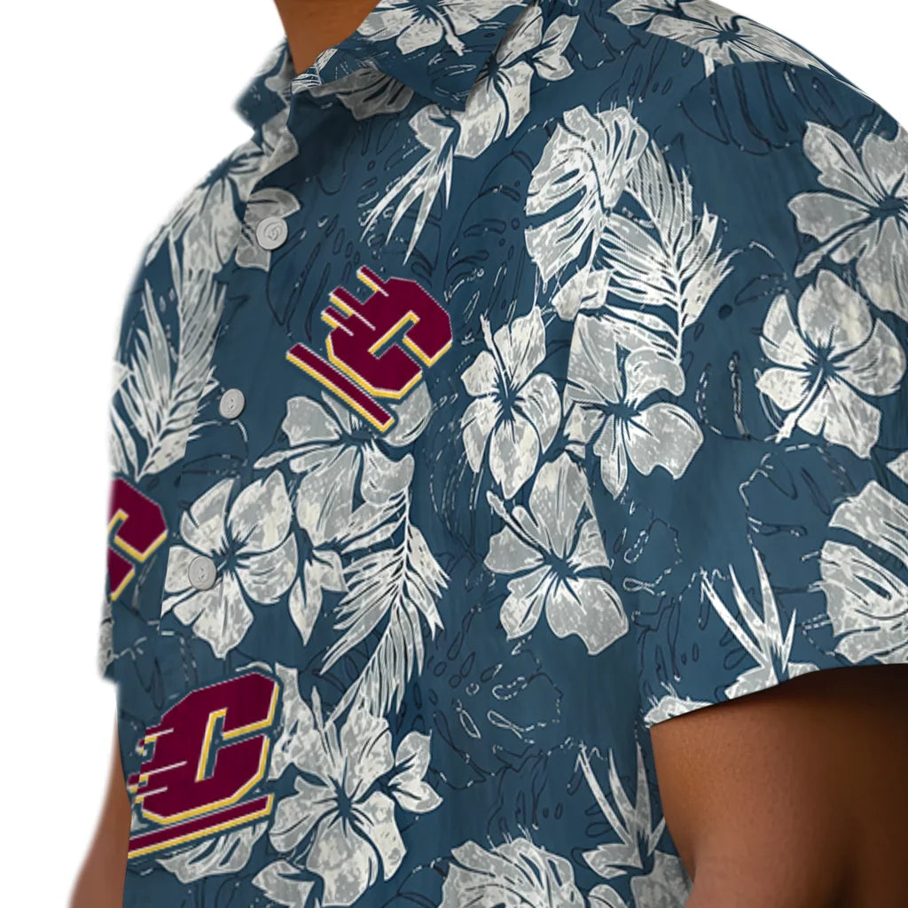 Central Michigan Chippewas Hawaiian Shirt - Hibiscus Flowers | Moonbestprint