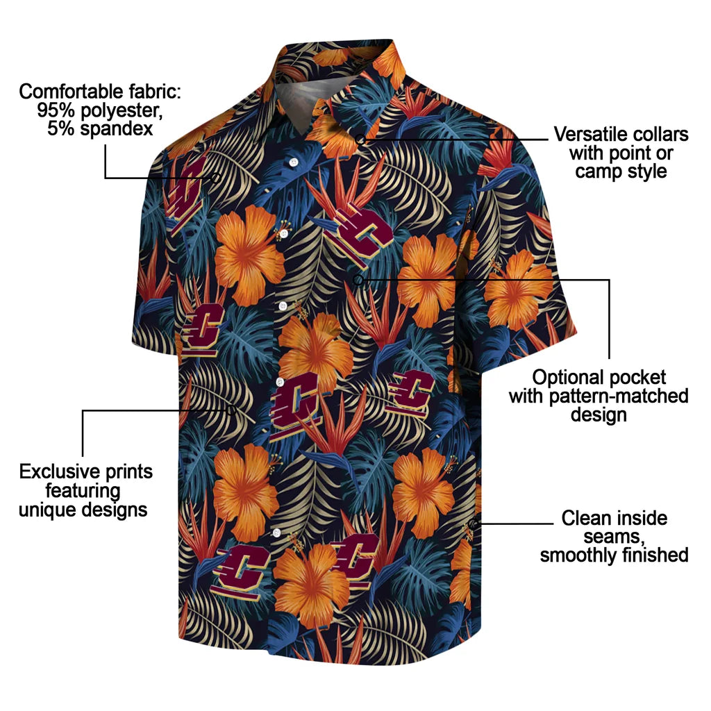 Central Michigan Chippewas Hawaiian Shirt - Hibiscus Foliage | Moonbestprint