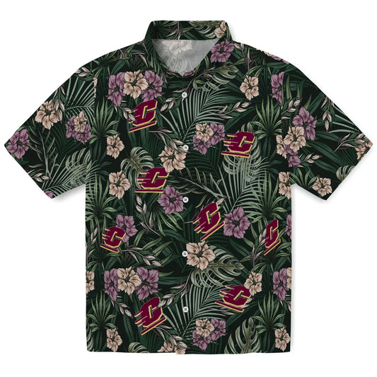 Central Michigan Chippewas Hawaiian Shirt - Hibiscus Leaves Pattern | Moonbestprint