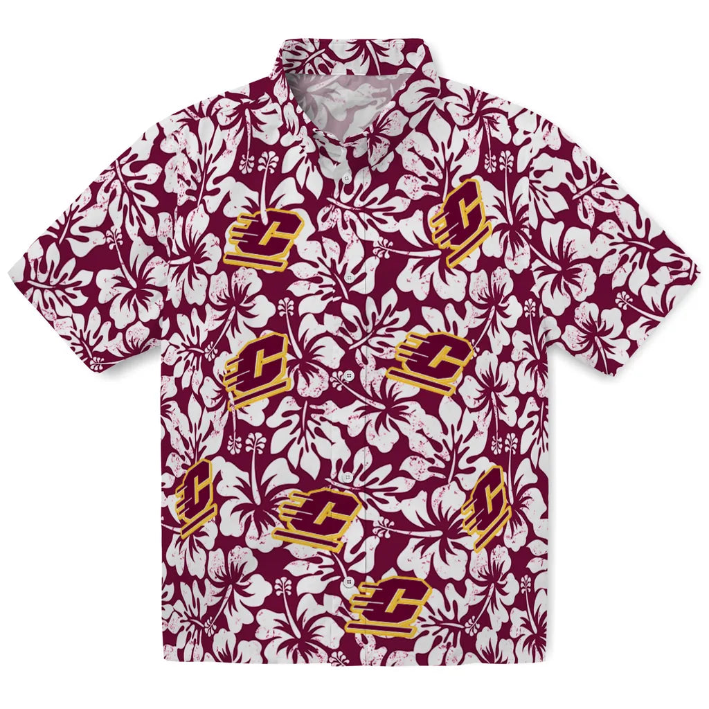 Central Michigan Chippewas Hawaiian Shirt - Hibiscus Motif | Moonbestprint
