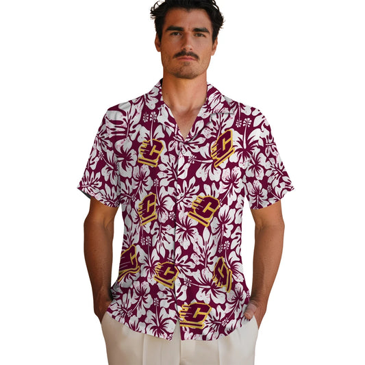 Central Michigan Chippewas Hawaiian Shirt - Hibiscus Motif | Moonbestprint