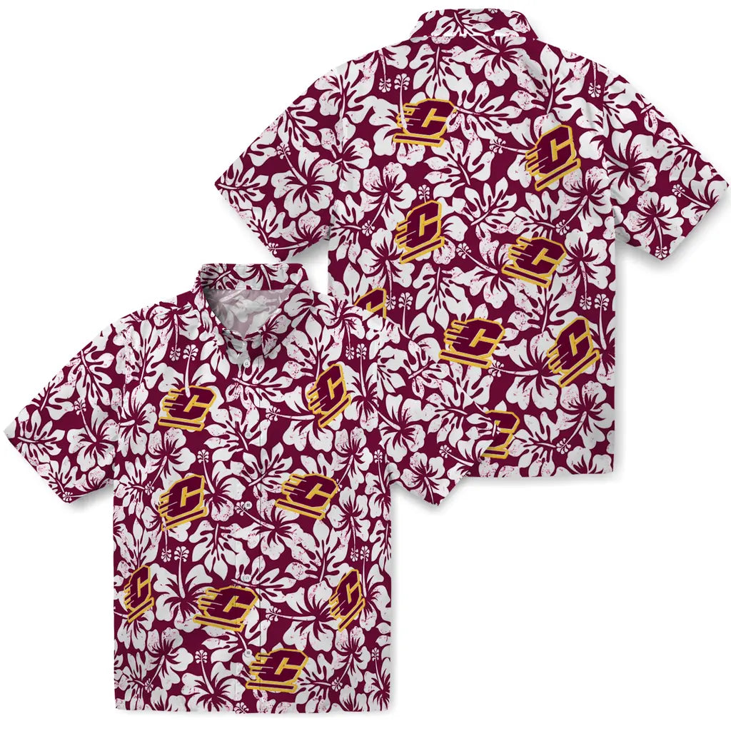 Central Michigan Chippewas Hawaiian Shirt - Hibiscus Motif | Moonbestprint