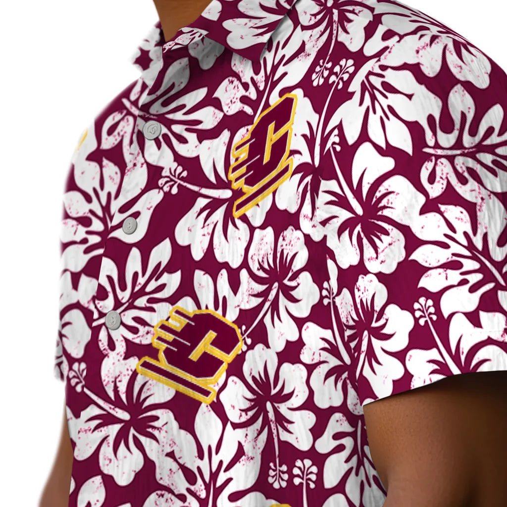 Central Michigan Chippewas Hawaiian Shirt - Hibiscus Motif | Moonbestprint
