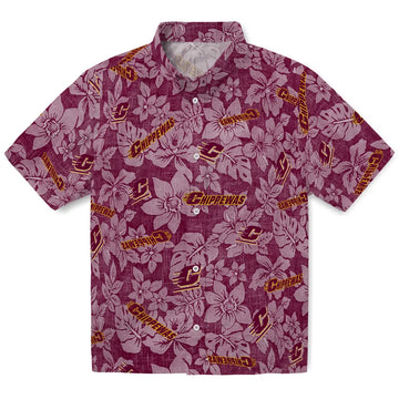 Central Michigan Chippewas Hawaiian Shirt - Hibiscus Oasis | Moonbestprint