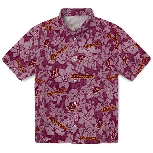 Central Michigan Chippewas Hawaiian Shirt - Hibiscus Oasis | Moonbestprint