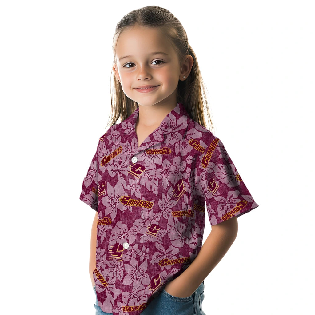 Central Michigan Chippewas Hawaiian Shirt - Hibiscus Oasis | Moonbestprint