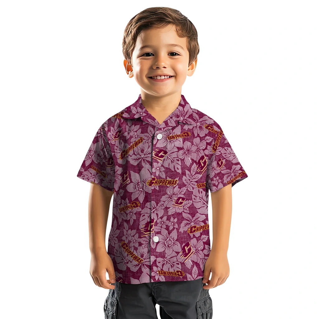 Central Michigan Chippewas Hawaiian Shirt - Hibiscus Oasis | Moonbestprint