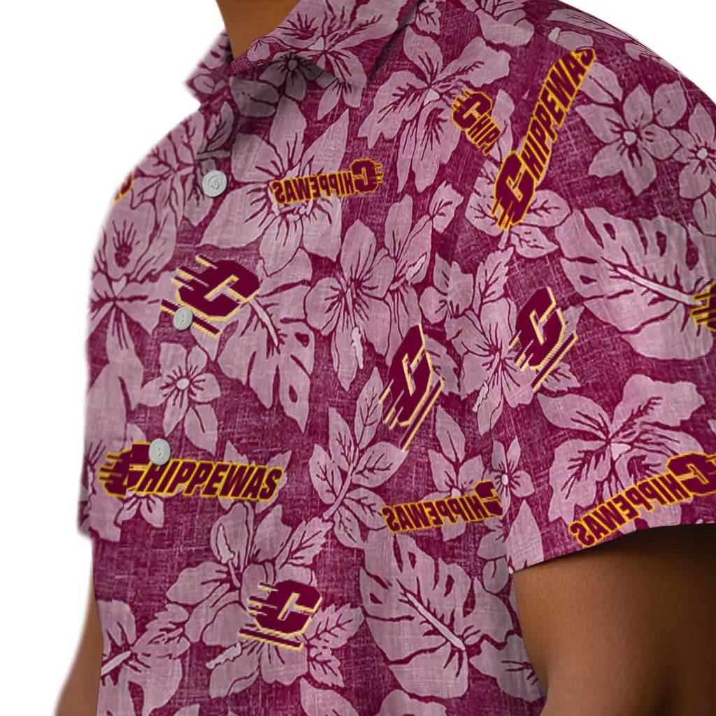 Central Michigan Chippewas Hawaiian Shirt - Hibiscus Oasis | Moonbestprint