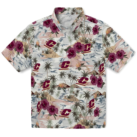 Central Michigan Chippewas Hawaiian Shirt - Hibiscus Seaside | Moonbestprint