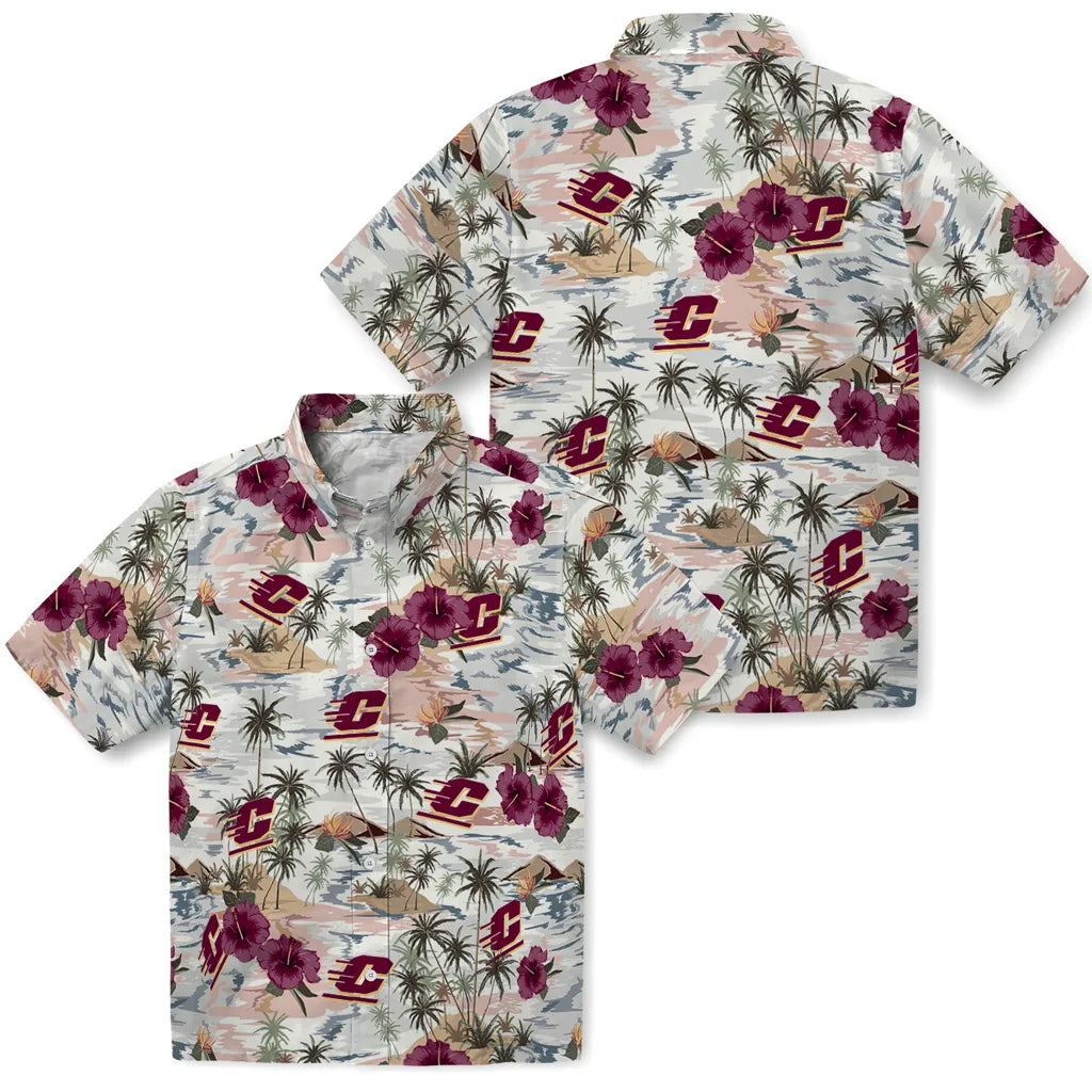 Central Michigan Chippewas Hawaiian Shirt - Hibiscus Seaside | Moonbestprint