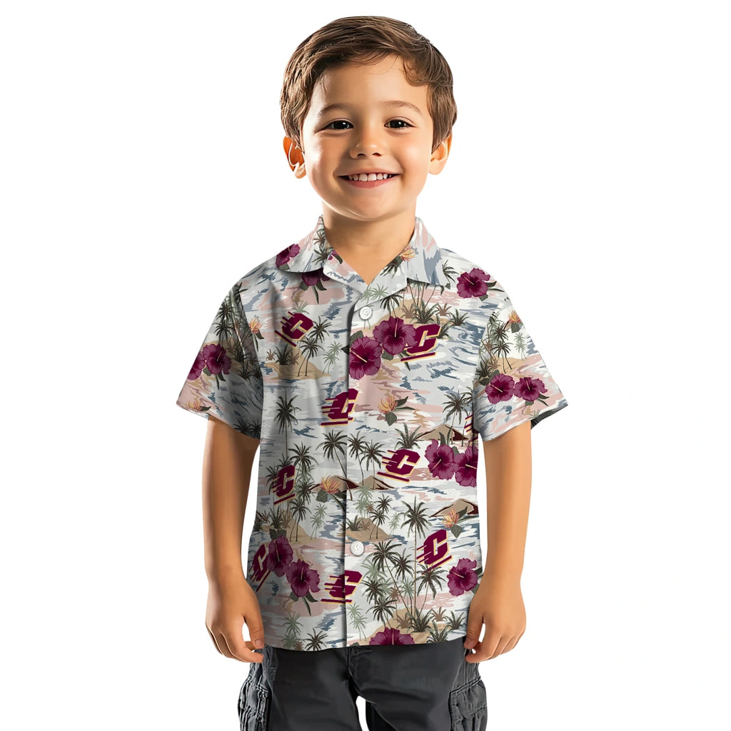 Central Michigan Chippewas Hawaiian Shirt - Hibiscus Seaside | Moonbestprint