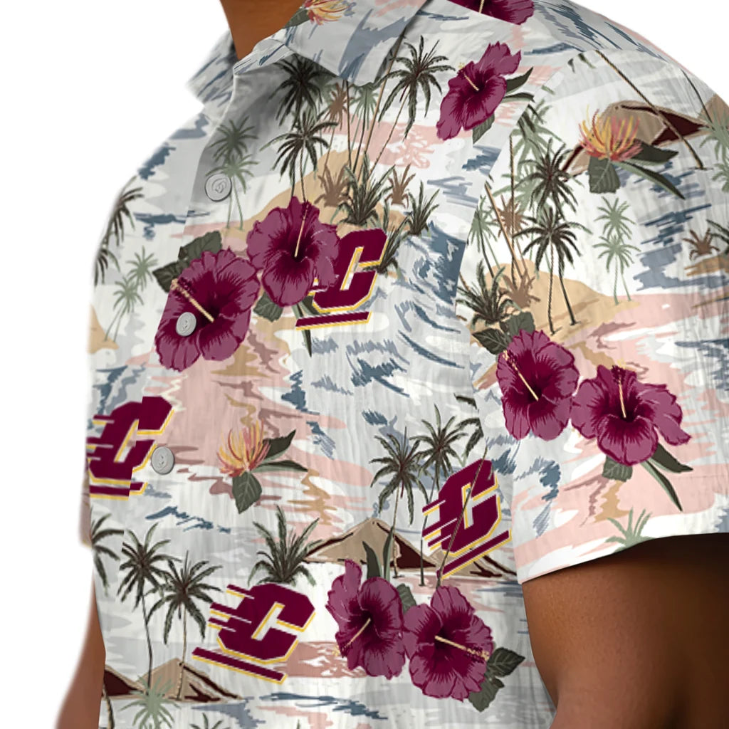 Central Michigan Chippewas Hawaiian Shirt - Hibiscus Seaside | Moonbestprint