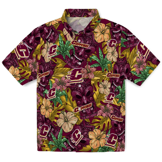 Central Michigan Chippewas Hawaiian Shirt - Hibiscus Tiki Jungle | Moonbestprint