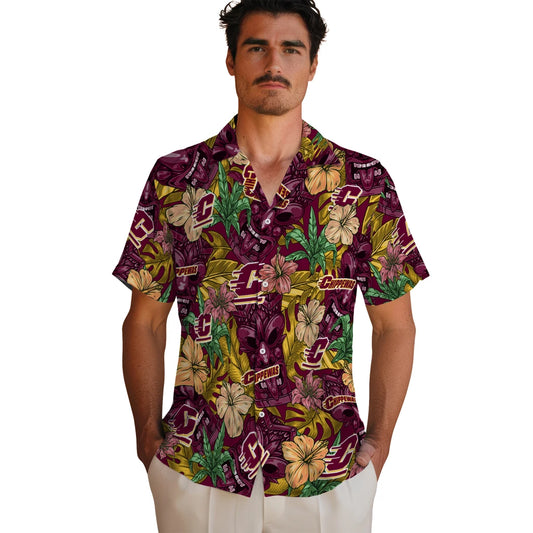 Central Michigan Chippewas Hawaiian Shirt - Hibiscus Tiki Jungle | Moonbestprint