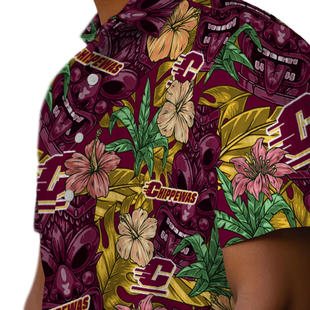Central Michigan Chippewas Hawaiian Shirt - Hibiscus Tiki Jungle | Moonbestprint