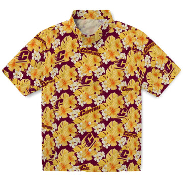 Central Michigan Chippewas Hawaiian Shirt - Hibiscus Tropics | Moonbestprint
