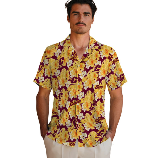 Central Michigan Chippewas Hawaiian Shirt - Hibiscus Tropics | Moonbestprint