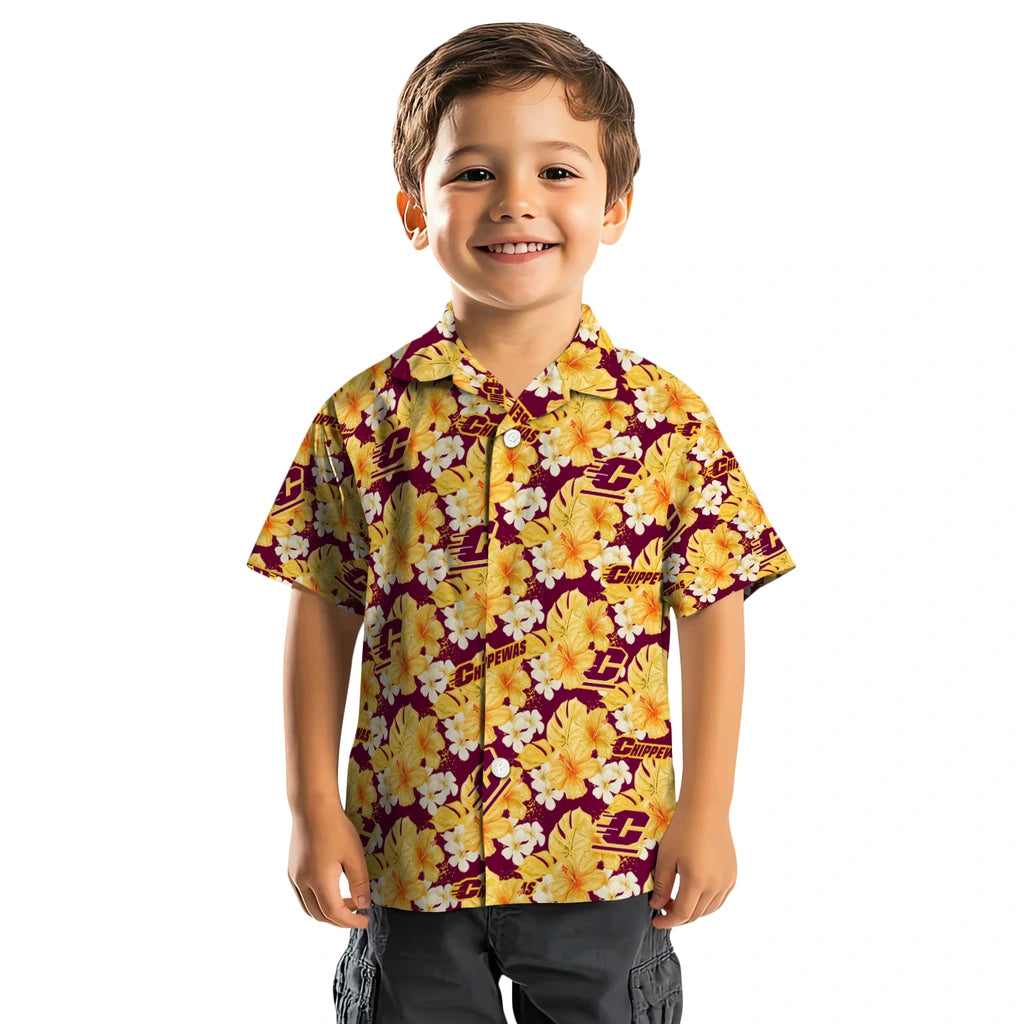 Central Michigan Chippewas Hawaiian Shirt - Hibiscus Tropics | Moonbestprint