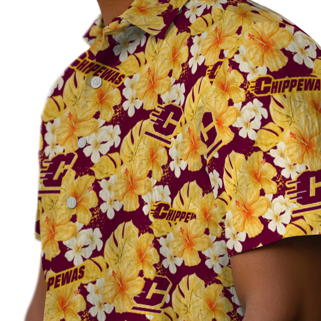 Central Michigan Chippewas Hawaiian Shirt - Hibiscus Tropics | Moonbestprint