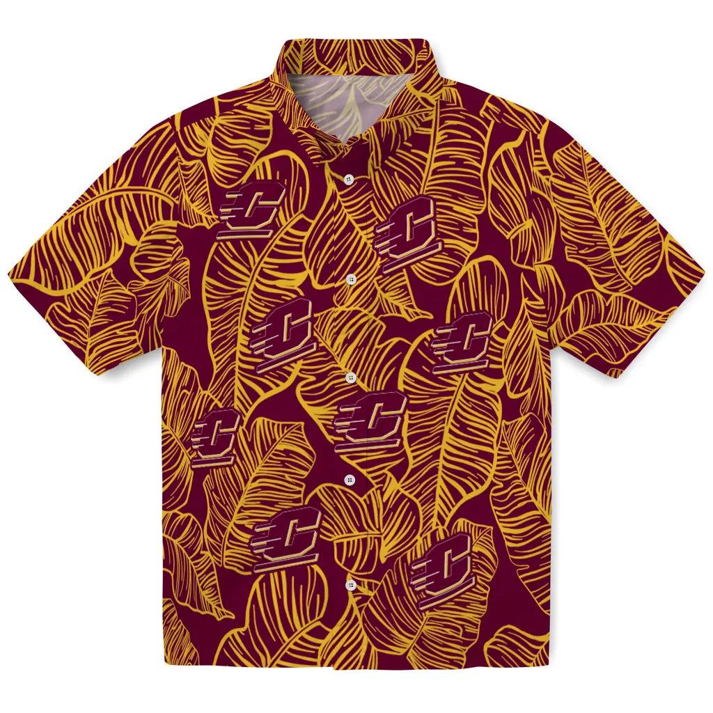 Central Michigan Chippewas Hawaiian Shirt - Leaf Outline | Moonbestprint