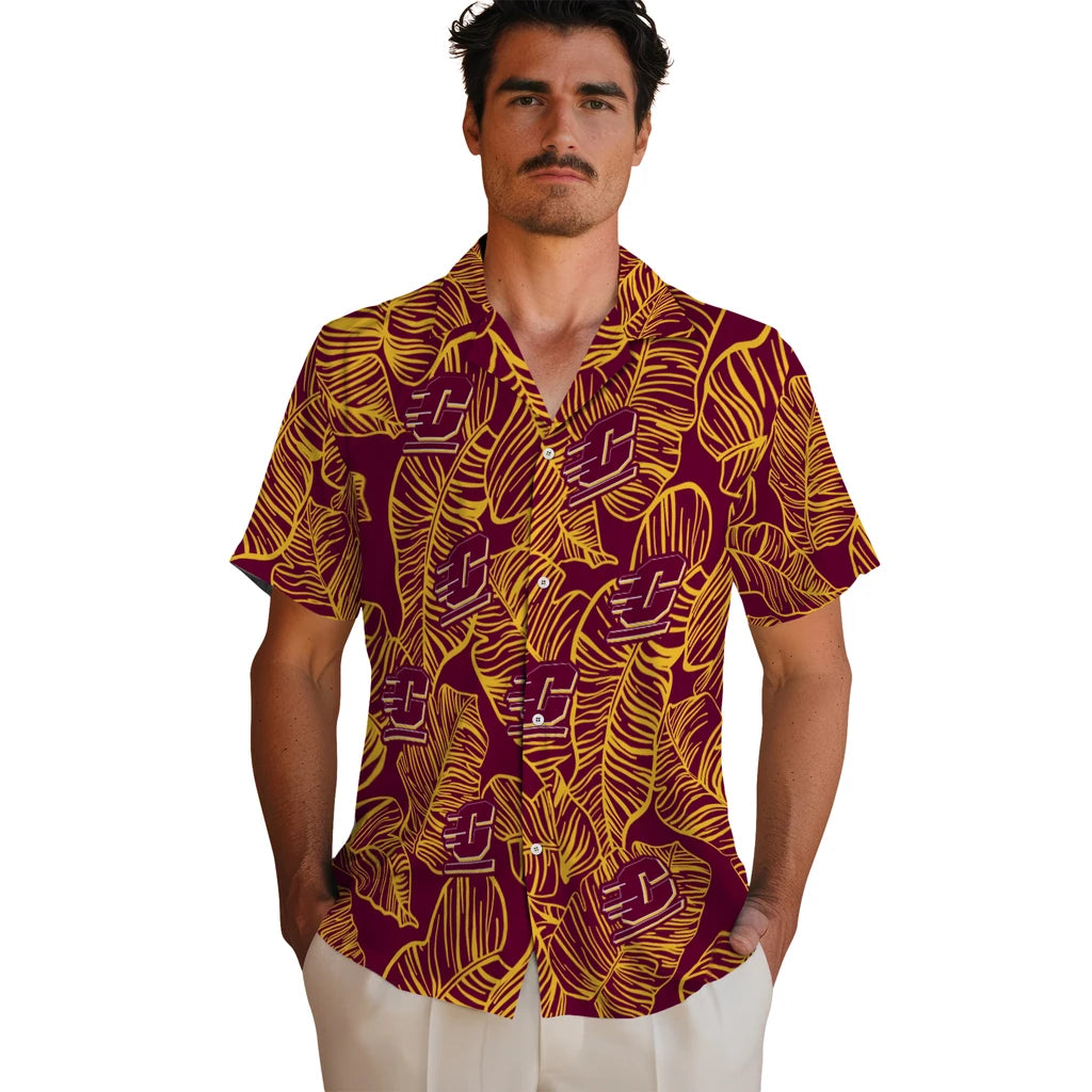 Central Michigan Chippewas Hawaiian Shirt - Leaf Outline | Moonbestprint