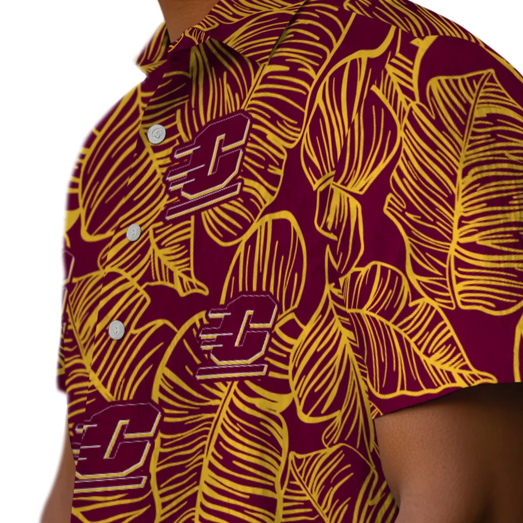 Central Michigan Chippewas Hawaiian Shirt - Leaf Outline | Moonbestprint