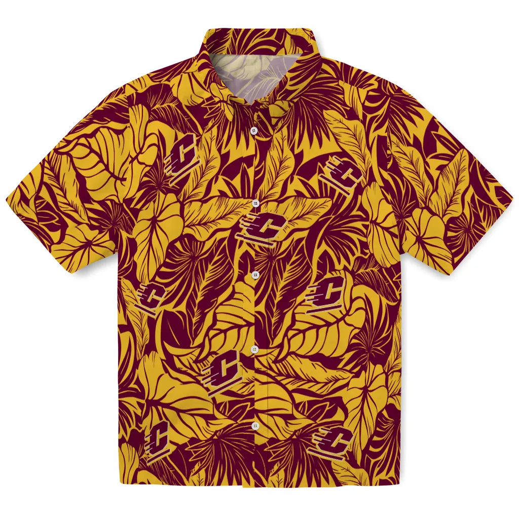 Central Michigan Chippewas Hawaiian Shirt - Monstera Layer | Moonbestprint