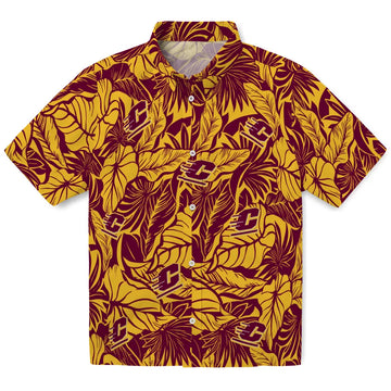 Central Michigan Chippewas Hawaiian Shirt - Monstera Layer | Moonbestprint