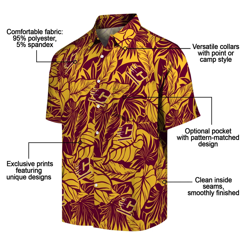 Central Michigan Chippewas Hawaiian Shirt - Monstera Layer | Moonbestprint