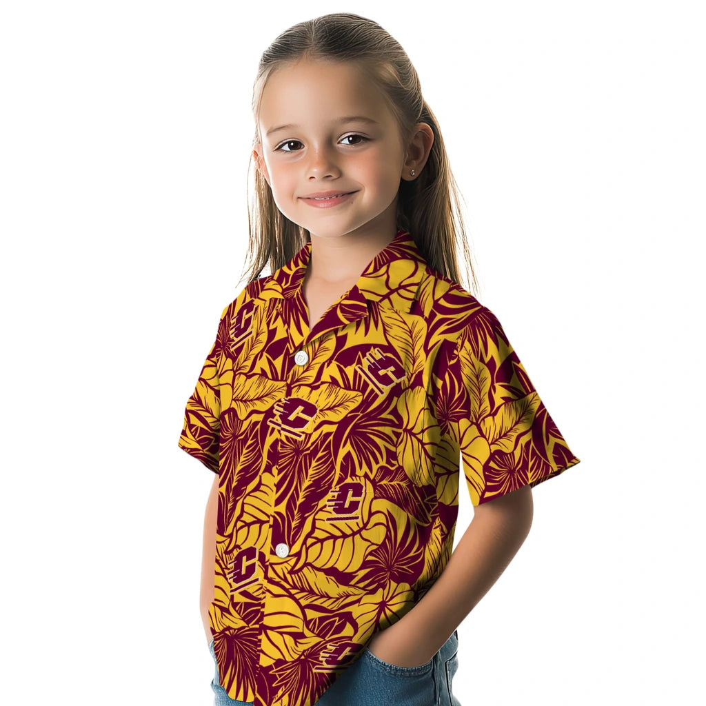Central Michigan Chippewas Hawaiian Shirt - Monstera Layer | Moonbestprint