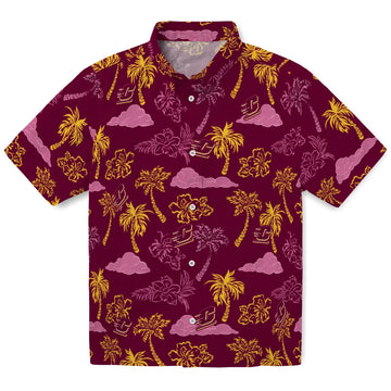 Central Michigan Chippewas Hawaiian Shirt - Palm And Clouds | Moonbestprint